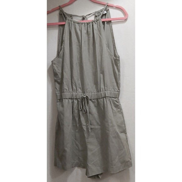 CI SONO Romper Linen Blend Halter Sleeveless Sage Green Medium Pockets LNC! - Picture 1 of 7